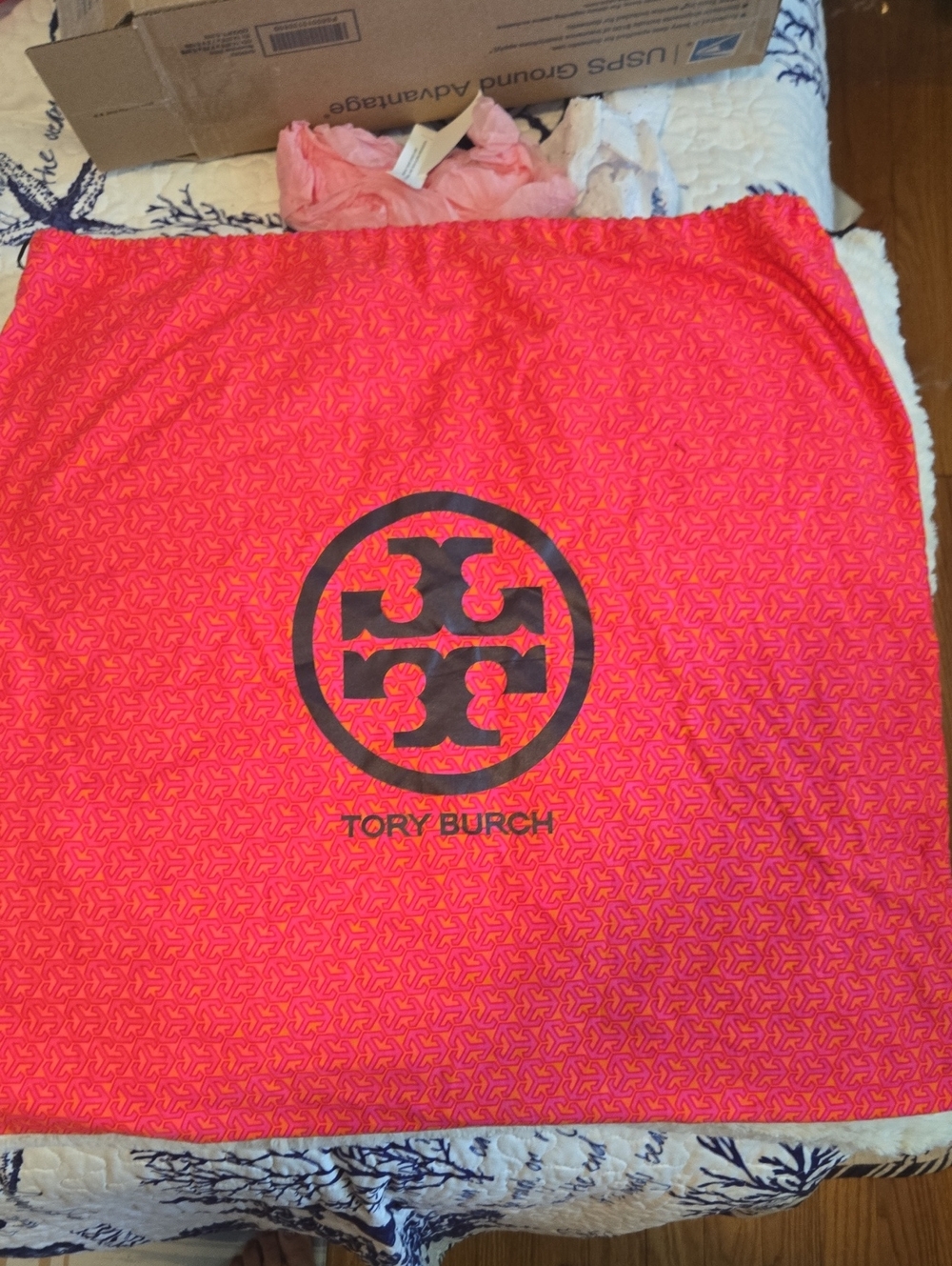 Tory Burch Pink Logo Dust Bag 21x21